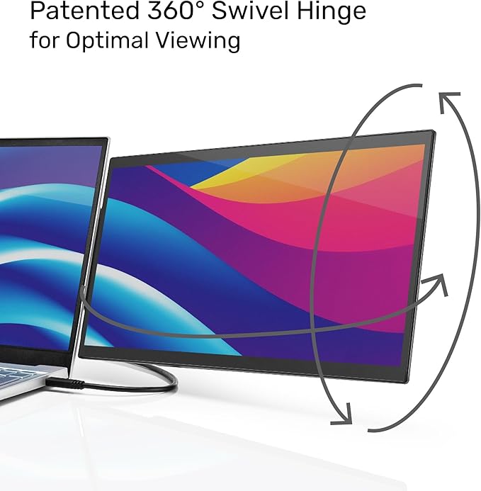 SideTrak Swivel Pro Touch 13.3 Portable Monitor for Laptop | Touchscreen Dual Display Patented 360° Swivel Hinge Laptop Screen Extender | Ultra-Slim USB-C® PC &amp Chrome Compatible