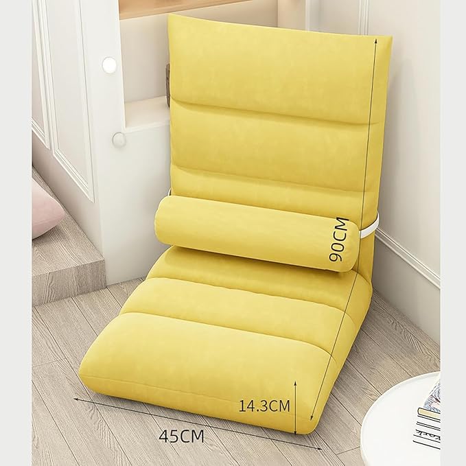 ELEFOCUS Adjustable Folding Floor Chair Lazy Sofa Lounger Recliner with 5-Position Backrest Ideal Home Office Lounge Chair(F)