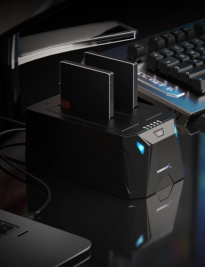 SABRENT USB Type C SATA 2.5” &amp 3.5” Dual Bay Hard Drive Docking Station | Offline Cloning | Up to 5Gbps | Tool Free Installation (EC-CH2B)