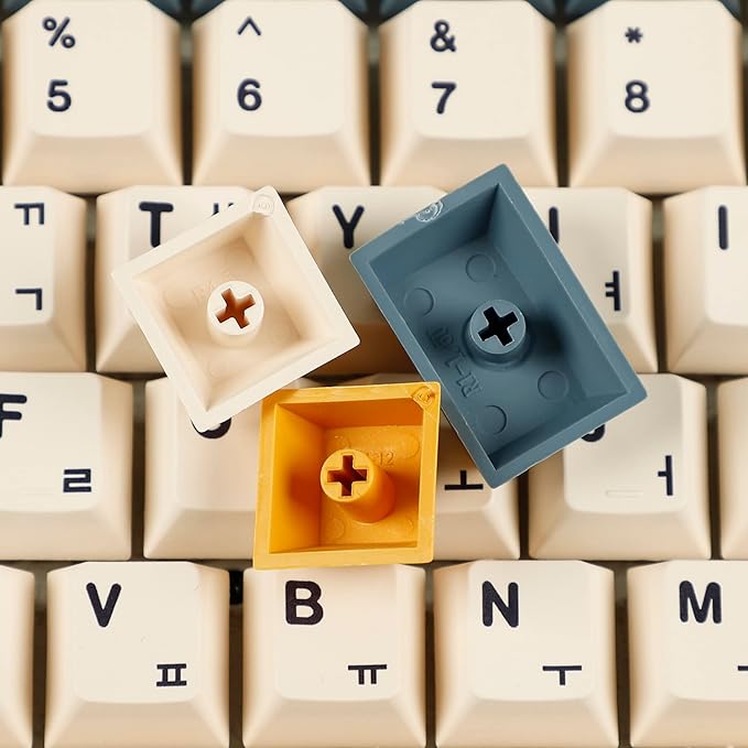 145 Apricot Yellow Korean Dye-Sub Mac Keycaps Thick PBT Cherry Profile Key caps for TKL 61 64 68 75 87 96 104 108 GMMK MX Mechanical Keyboard