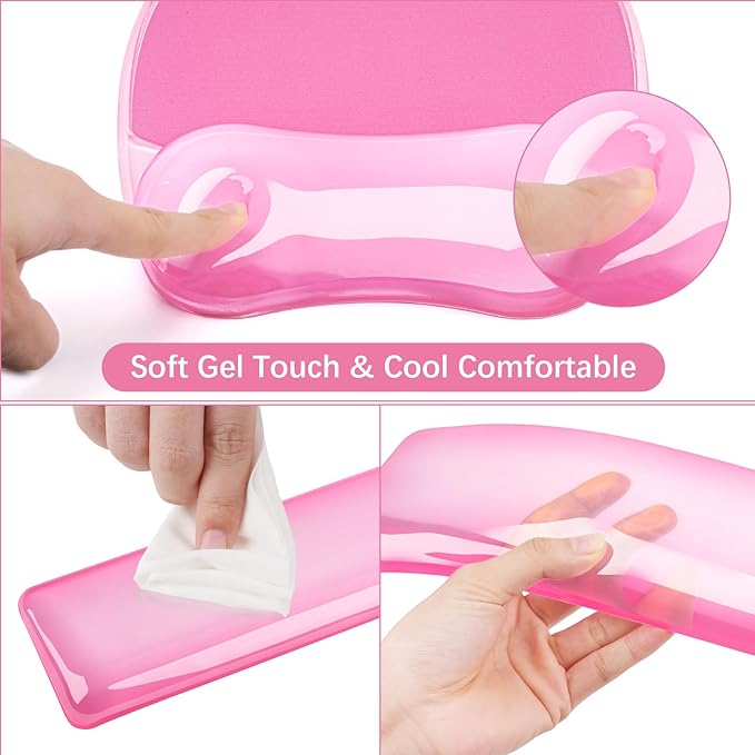 MOSISO Gel Wrist Rest Support for Mouse Pad&ampKeyboard Set Irregular Oval Ergonomic Mousepad Keyboard Pad Non-Slip Base Home/Office Pain Relief&ampCooling Gel Easy Typing Pad for Computer Laptop