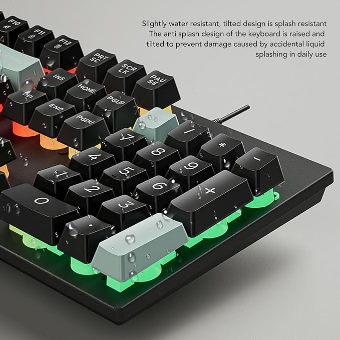 Wired Gaming Keyboard Mechanical Gaming Keyboard USB Lighted Full Size Large Keyboard with Backlit Rainbow Backlit Wired Keyboard for Computer Laptop (Star Night Black)