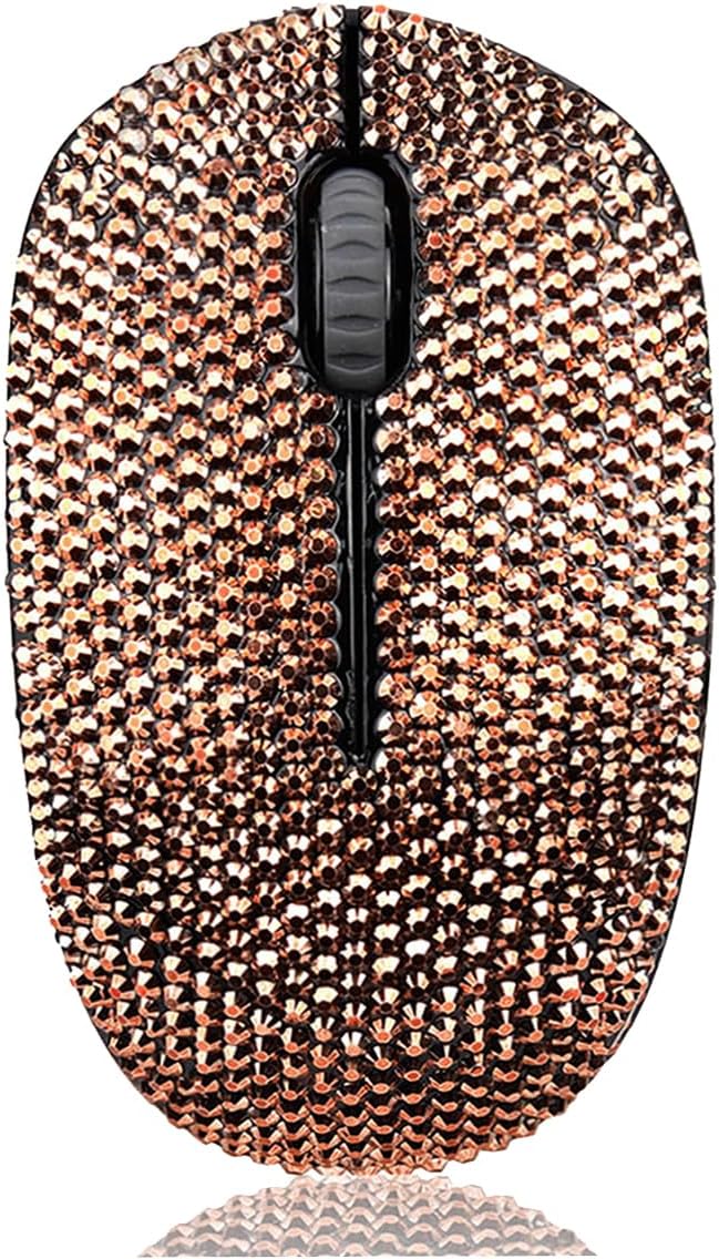 Bling Dazzling 2.4G Wireless Mouse Covered with Crystal Diamond Rhinestone for PC Tablet Laptop Notebook Great Gift idea for Her - Rose Gold