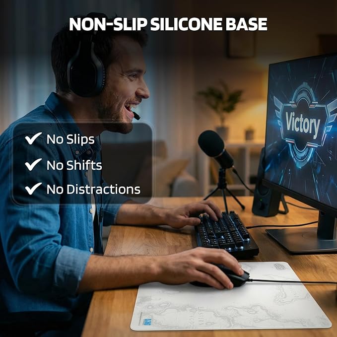 Blizzard Official Gaming Mouse Pad of WowTempered Glass MaterialOffice &amp HomeNon-Slip Rubber Base Special Glass Surface for Top Accuracy and SpeedEasy to Clean13.8in*11.8in (The Azeroth Whit