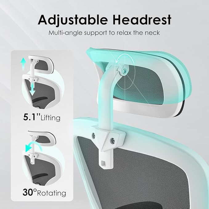 Ergonomic Office Chair with Adjustable Headrest and Flip-Up Armrests - High Back Mesh Computer Desk Chair with Lumbar Support for Home Office Gaming and Study (Black &amp White Model E)