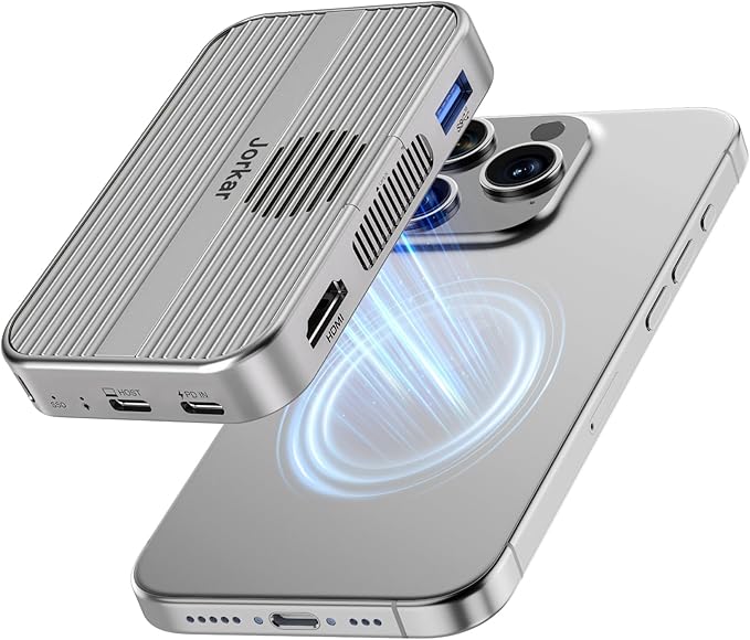Magnetic Dock M.2 NVMe SSD Enclosure &amp USB C 3.2 Hub Docking Station 10Gbps with Cooling Fan for iPhone 17/16/15 Pro/Pro Max/Plus Support SSD Size 2230/2242/2260/2280 B+M M-Key