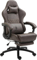 Dowinx Gaming Chair Big and Tall Ergonomic PC Gaming Chair with Footrest &amp Massage Racing Style Reclining Computer Chair for Adults 400LBS Capacity - Heavy Duty Gamer Chair (Brown)