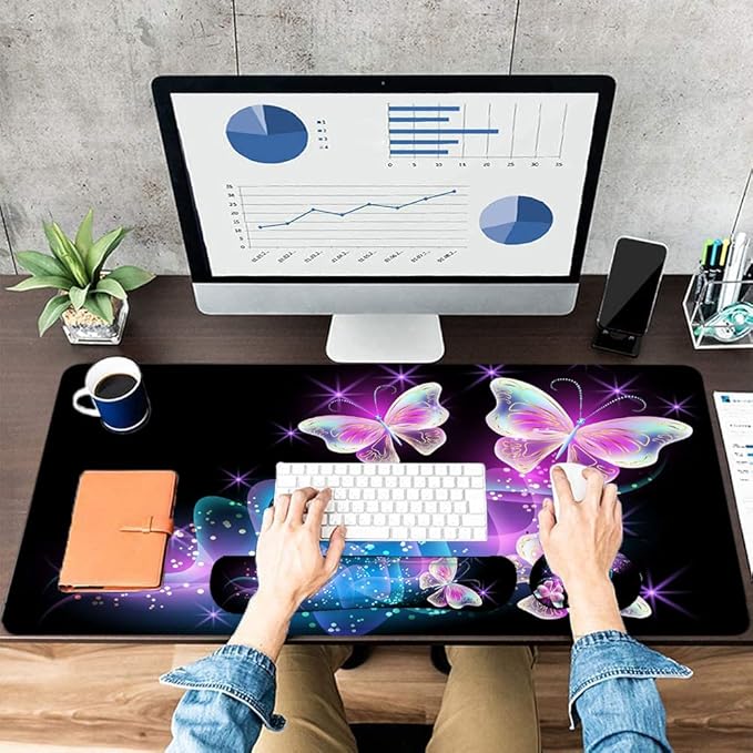 LATEEFAH Desk Mat Mouse Pad with Wrist Rest 4-in-1 Large Mouse Pads for Desk Ergonomic Mouse Pad and Keyboard Wrist Rest Gaming Keyboard Mat for Office Home
