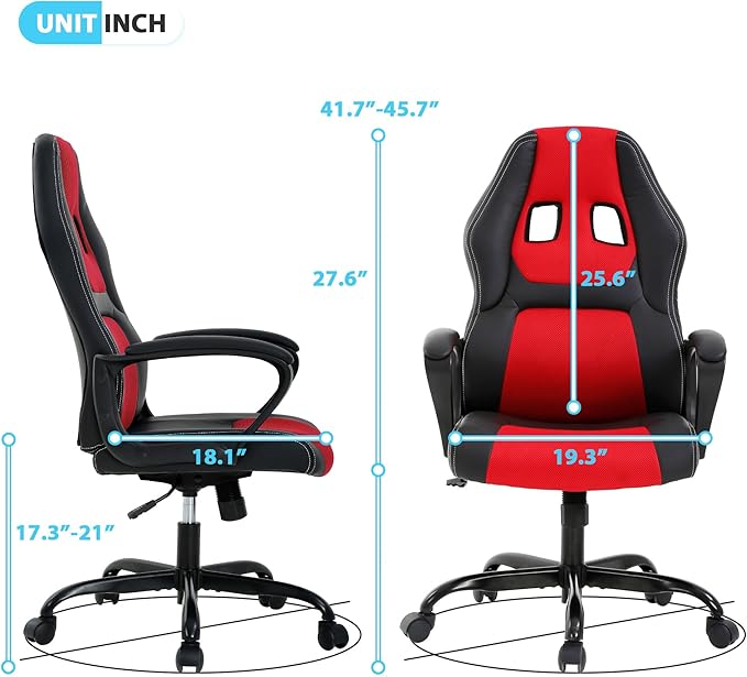 PC Gaming Chair Leather Cheap Gamer Chair for Adults Video Game Chairs with Lumbar Support Desk Chair Gaming with Adjustable Height for Teens