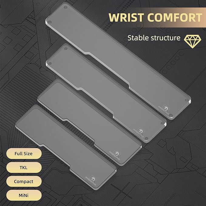 SELORSS Acrylic Keyboard Wrist Rest - Compact 60% Keyboard- Mechanical Keyboards Ergonomic Palm Rest for Computer KeyboardAnti-Slip BaseWrist Pad for LaptopOffice &amp Home-Easy Typing