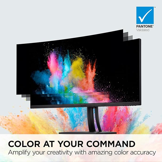 ViewSonic VP3456A 34 Inch Ultrawide QHD 1440p Curved Monitor with 100W USB C Ethernet RJ45 FreeSync USB Hub 100% sRGB 14-bit 3D LUT