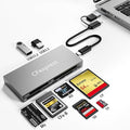 8 in 1 CFexpress Type B Card Reader with 2 USB3.2 (Gen 2) 10Gbps USB-C&ampUSB-A 2-in-1 Type B CF Express Card Reader Hub for CFexpress Type B/SD/TF/CF/XD/MS/USB Multi Reader Read 8 ports Simultaneo