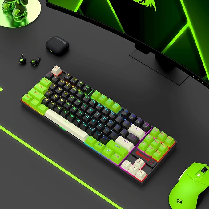 Redragon K552BGC-M TKL 80% Gaming Keyboard Magnetic Linear Switches 8000Hz Polling Rate 14 RGB Backlight Modes Hot-Swappable Keys Compact Wired Mechanical Keyboard for PC Gamers