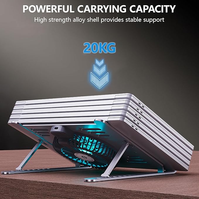 High Performances Laptop Stand Notebook Laptop Cooling Pad with Aluminum Panel and Customizable Fan Speeds Holder
