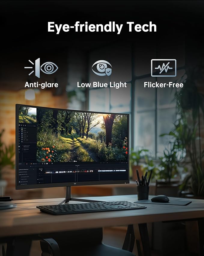 KTC 24 Inch Curved 240Hz Gaming Monitor FHD 1500R Curved Computer Monitor 1080P 3000:1 Contrast Adaptive Sync HDR MPRT 1ms HDMI DisplayPort Low Blue Light Tilt VESA Mount H24S17P