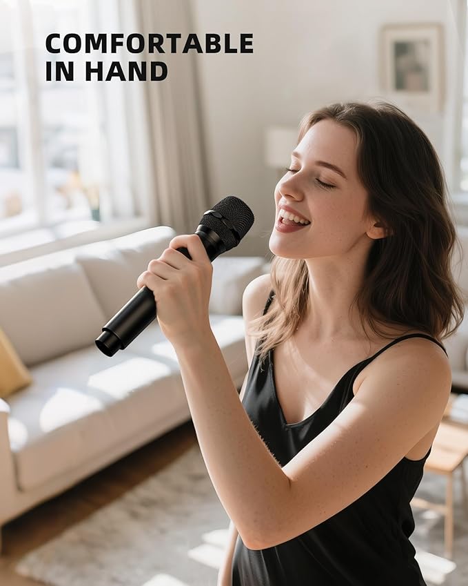 LEKATO Wireless Microphone 2.4GHz Rechargeable Dual Handheld Wireless Dynamic Microphone System Set with 1/4 Receiver Professional Cordless Microphone for Karaoke Wedding Party Speech Church