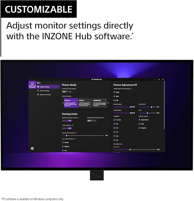 Sony INZONE M10S 27” OLED QHD (2560x1440) 480Hz 0.03ms GTG NVIDIA G-SYNC Compatible Gaming Monitor (Renewed)