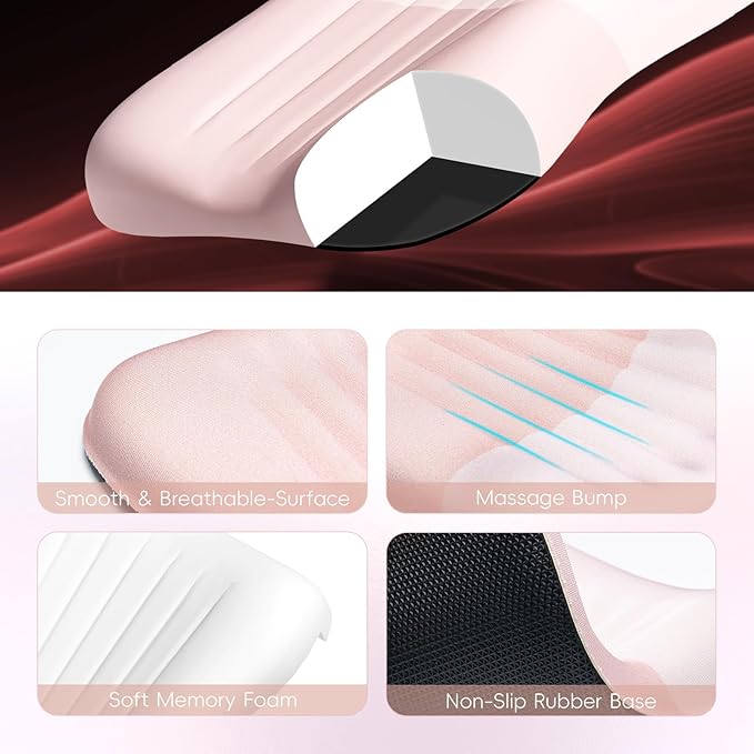 Ospelelf Mouse Pad with Wrist Rest Set Foam L-Shaped Desk Elbow Pad Ergonomic Desk Edge Cushion Anti-Slip Rubber Bottom Office Women Desk Accessories for Computer Laptop and Gaming Pink