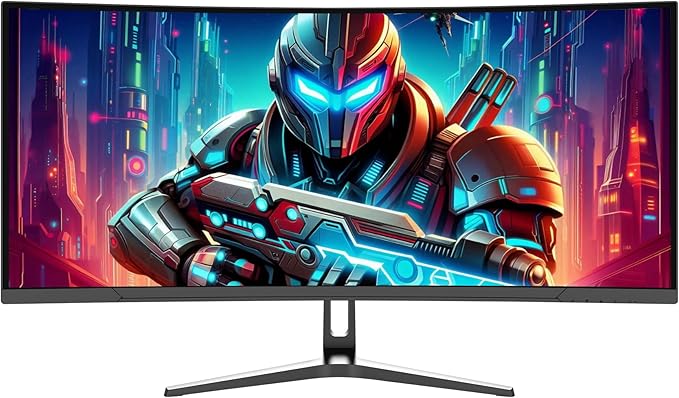 34 Inch Ultrawide Curved Gaming Monitor - WQHD 3440x1440p 165Hz 120% sRGB FreeSync VESA Mountable (DP&ampHDMI Cable Incl.) - Immersive PC Monitor for Gamers &amp Professionals Black