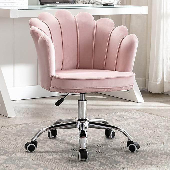 Velvet Dresser Chair Ergonomic Office Game Chairs Bedroom Swivel Recliner Chair with Adjustable Sit Height Home Chair Living Room for Gaming