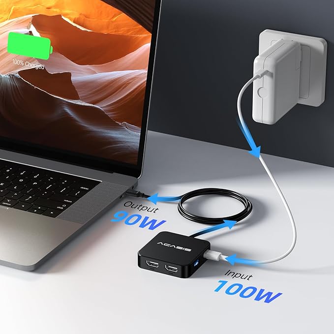 ACASIS Dual HDMI Docking Station with 100W PD Charging 5Gbps USB-C and USB-A Data Ports HDMI Hub for Dell XPS/HP/Lenovo/Surface/Yoga