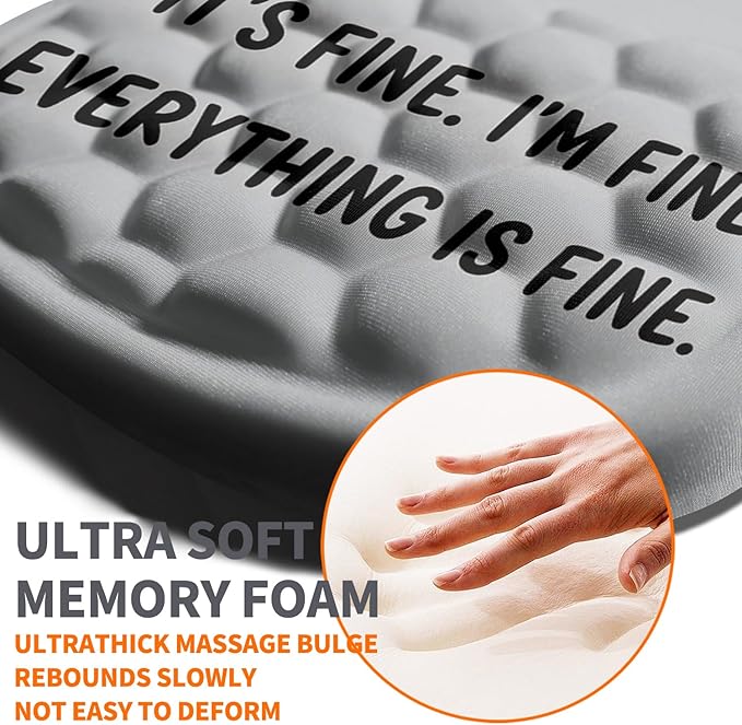 Ergonomic Joint Wrist Support Mouse Pad with Memory Foam Cushion Massage Bump Carpal Tunnel Pain Relief Mousepad Slope Design for Wrist Rest 11.8x7.9 in Funny Coffee Cat