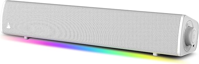 Sound Blaster GS3 (White) Compact RGB Gaming Soundbar with SuperWide Technology Powered via USB Bluetooth 5.4 Headphone-Out Port for PC and Mac