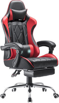 Homall Gaming Chair Computer Chair with Footrest and Massage Lumbar Support Ergonomic High Back Video Game Chair with Swivel Seat and Headrest (Red)