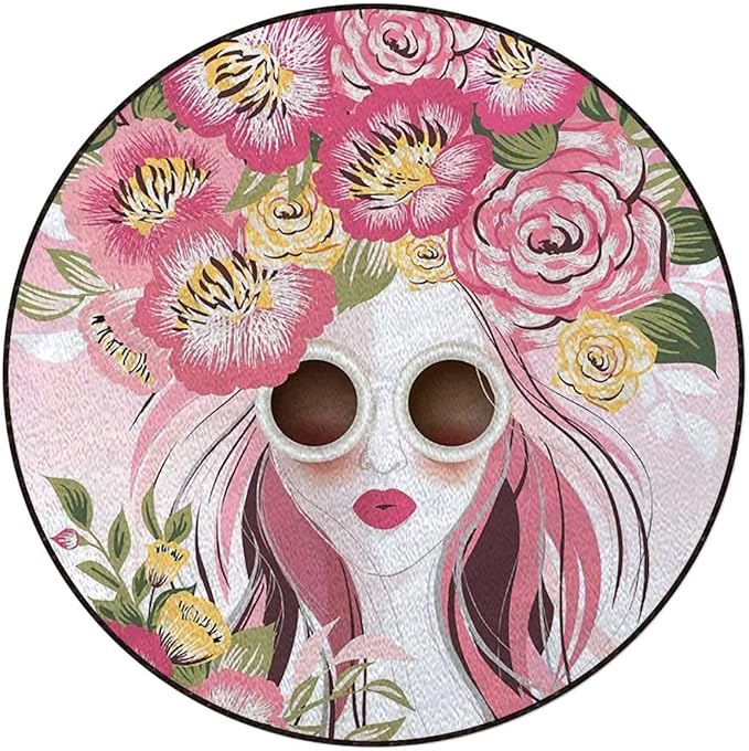 Sugar Skull Decor Round Area Rug Washable Indoor Throw Rugs for Living Room Bedroom Halloween Skull SkeletonMulticolor Diameter 43.3 in