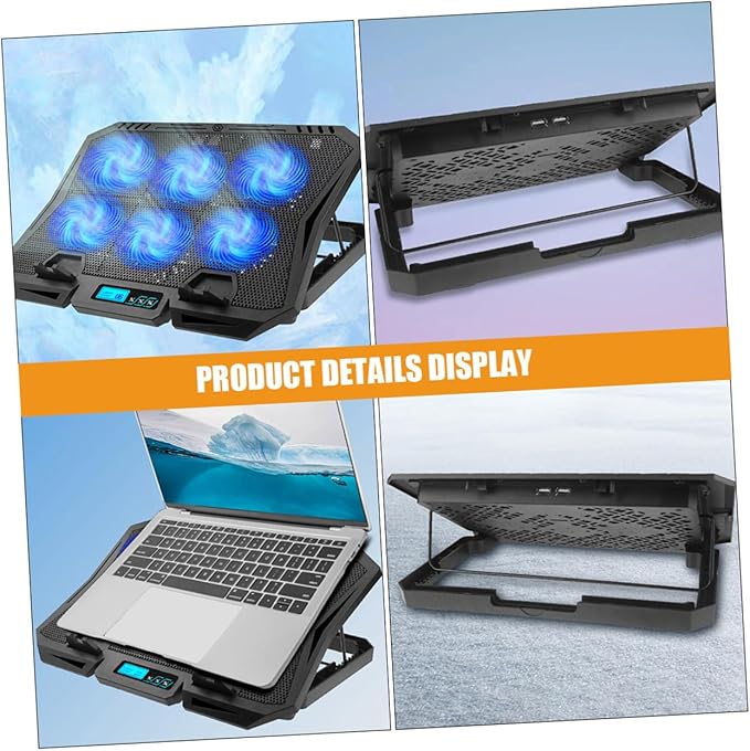 Kisangel Laptop Cooling Pad and Stand 15.6-inch with Adjustable Fan Speed Quiet USB Laptop Cooler for PC Notebook Blue LED Light Cooling Base for Home and Office Use