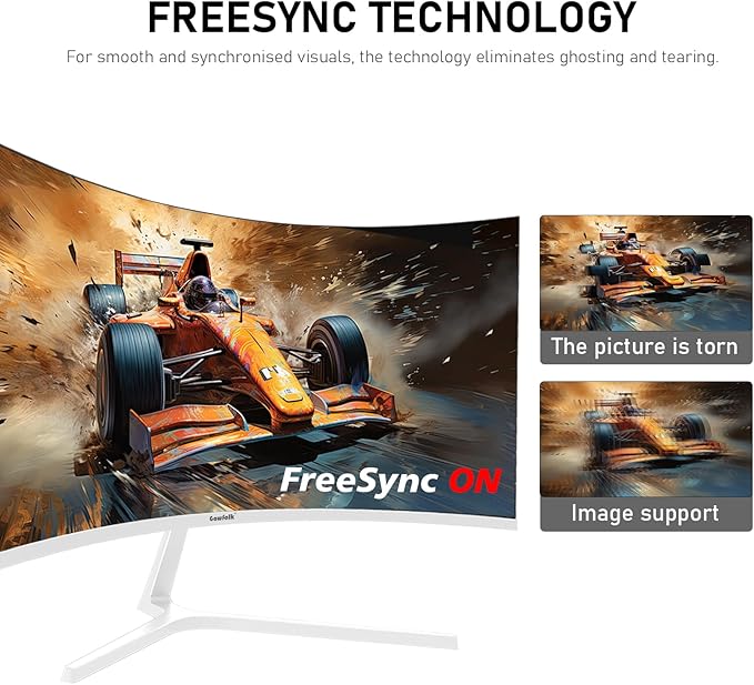 Gawfolk 27 Inch PC Computer Screen1800R Curved Gaming 280Hz Monitors FHD 1080p 1ms Freesync 98% sRGB178 ° Angle View HDMI2.0、DisplayPort Compatible with Wall-Mounted 100 * 100MM-White