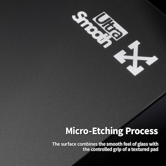Tempered Glass Gaming Mouse Pad 15.7x11.8in 1.8mm Ultra Thin Micro-Etched Surface Anti-Slip Base Scratch Resistant for Esports &amp Office Compatible with Optical Laser Mice (Black)