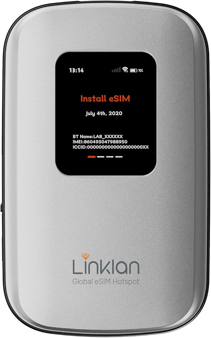 eSIM Global WiFi Hotspot 16-Device 4G LTE for 180+ Countries No SIM/Contract Compact Travel Router Compact Wireless Router for International Travel &amp Business【Free 5GB US Data for 15 Days】