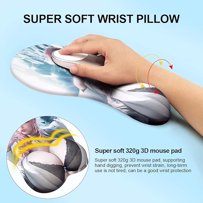 KG Alpha 3D Mouse Pad Anime Silicone Wrist Rest Support Gaming Mousepad… (Cranberry)