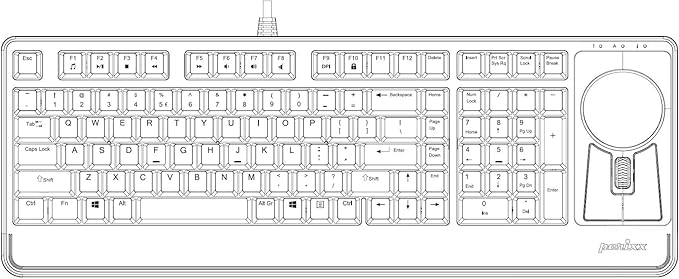 Perixx Periboard-522 Wired Trackball Mechanical Keyboard Build-in 2.17 Inch Trackball with Pointing and Scrolling Feature Durable 3.2lbs Weight