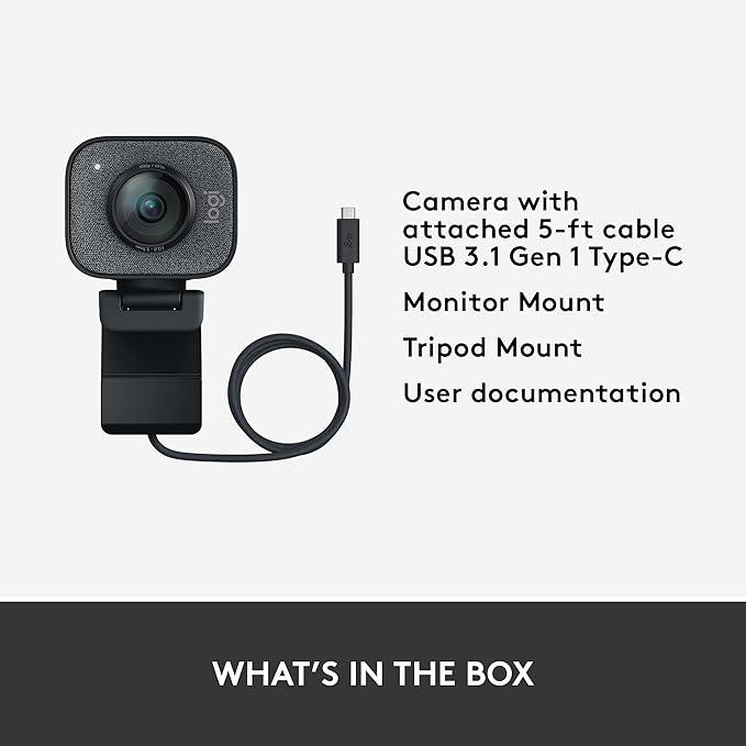 Logitech StreamCam Premium Webcam for Streaming and Content Creation Full HD 1080p 60 fps Works with Microsoft Teams Google Meet Zoom Nintendo Switch 2’s new GameChat mode for PC/Mac – Graphite