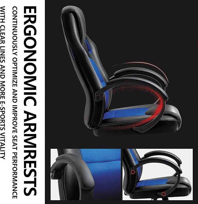 Ergonomic Office Gaming Computer Desk Chair Comfortable Leather Home Chair with Reclining Rocking Feature Modern Stylish PU Leather Chair for Study Work and Gaming Executive Living Room Bedr