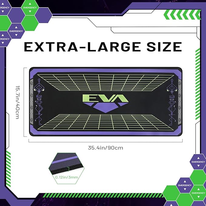 Neon Genesis Evangelion Inspired Mouse Pad - 35.4x15.7 Large Desk Mat Grid Design for Anime Fans &amp Gamers