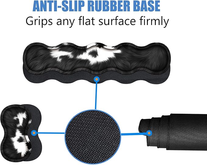 4 in 1 Ergonomic Memory Foam Mouse Pad Wrist Rest Set Large XXL Gaming Desk Pad + Keyboard Wrist Rest + Mouse Wrist Cushion + Coaster for Home Office Study Gaming Black and White Cow Print