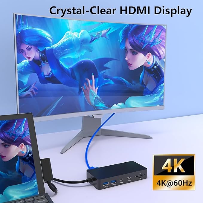 for Microsoft Surface Dock Triple Displays HDMI+VGA 11 in 1 Surface pro Docking Station for Surface Pro 10/9/8/X/7/6/5/4Surface Laptop 6/5/4/3/2 Surface Book (HDMI VGA Ethernet SD/TF Audio 5*USB)
