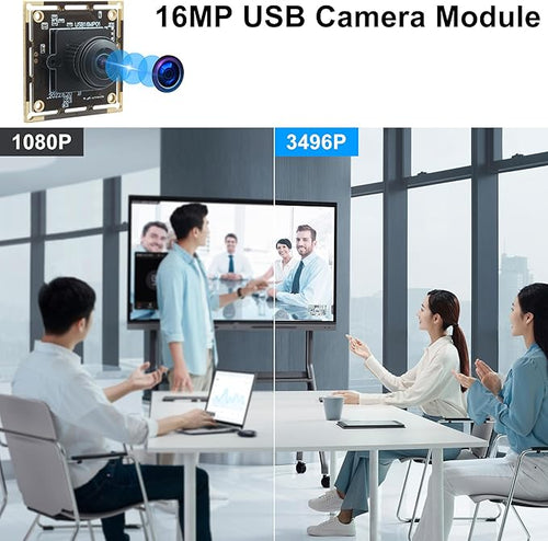 16MP Wide Angle USB Camera Module with 180 Degree Fisheye Lens Ultra HD 3496P Security USB Camera Board for Linux Windows Android MAC Machine Vision Webcam Support UVC Plug &amp Play