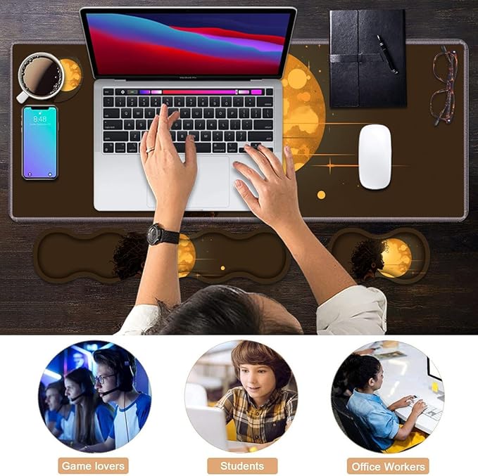 Ergonomic Keyboard Wrist Rest &amp Mouse Pad Wrist Rest Set Large XXL Gaming Desk Mat 31.5x 11.8 with Memory Foam Easy Typing Pain Relief for Office &amp Home African Girl