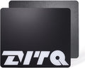 Glass Gaming Mouse Pad Micro-Etched SurfaceTempered Glass Ultra-Smooth Finish Anti-Slip Honeycomb Base 13.8 x 11.8 Inches（Black-Big Logo）