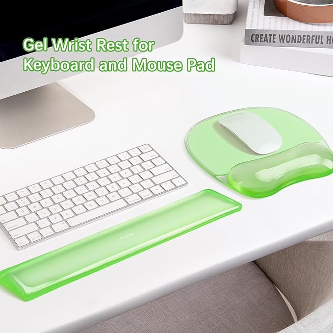 MOSISO Gel Wrist Rest Support for Mouse Pad&ampKeyboard Set Irregular Oval Ergonomic Mousepad Keyboard Pad Non-Slip Base Home/Office Pain Relief&ampCooling Gel Easy Typing Pad for Computer Laptop
