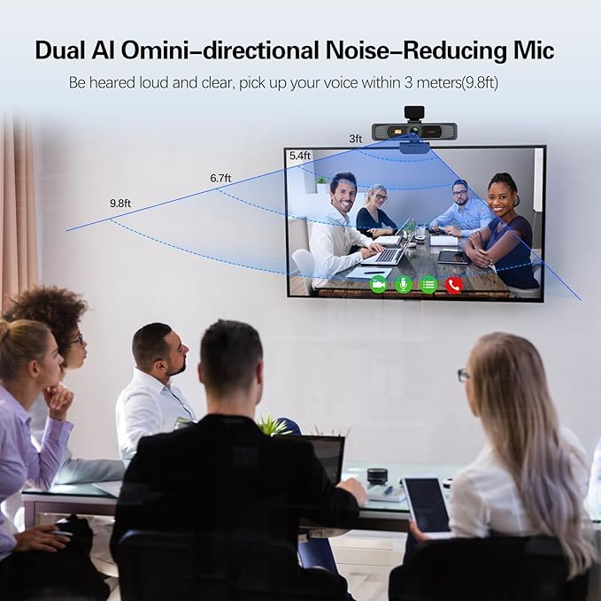 Angetube Wide Angle 4K Webcam for PC - 120° FOV PDAF Autofocus 2 Noise-Cancelling Mics 1080P@60FPS Auto Light Correction USB-A/C Privacy Cover Video Conference Camera for Mac Laptop and Desktop