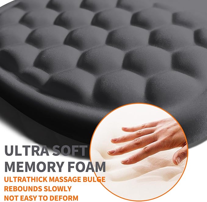 Ergonomic Joint Wrist Support Mouse Pad with Memory Foam Cushion Massage Bump Carpal Tunnel Pain Relief Mousepad Slope Design for Wrist Rest 11.8x7.9 in DimGray