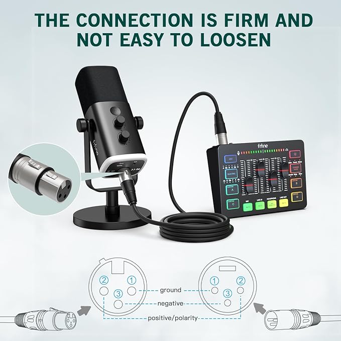 FIFINE XLR/USB Gaming Microphone Set and XLR CableDynamic PC Mic for Streaming PodcastingMicrophone Audio CableCompatible with Audio Mixer for Recording (AM8T+L9)
