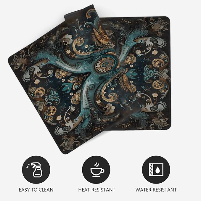 Trippy Turquoise Paisley Large Mouse Pad Gaming Mousepad Desk Mat for Desktop Computer Keyboard Waterproof Mouse Mat Desk Pad with Non-Slip Base for Game School Office Home 35.4 x 15.7