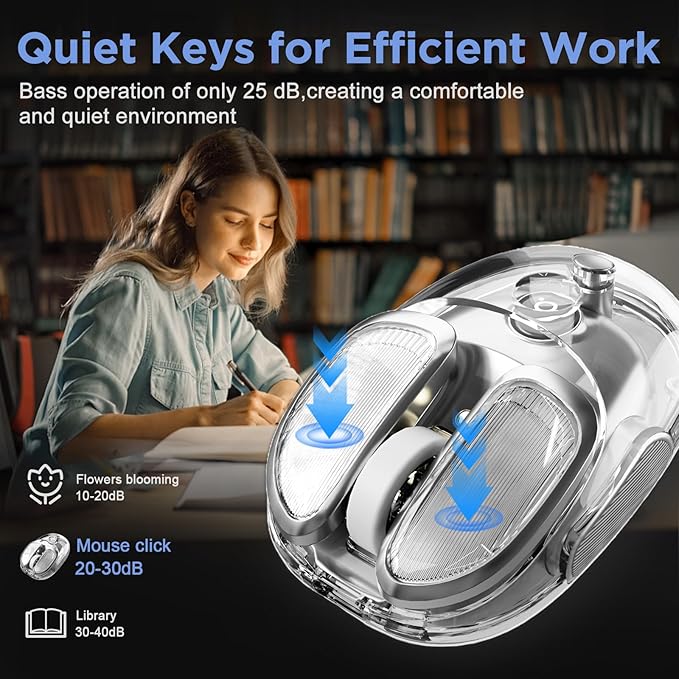 Q9 Wireless Mouse 2.4G/BT Dual Mode 4 Adjustable DPI (800-4800) Ultra-Quiet Click Bluetooth Mouse with RGB Breathing Light 500mAh Long Battery Portable for PC/Laptop/Mac/Tablet(Silver)