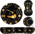 Keyboard Wrist Rest Pad Mouse Pad and Mouse Wrist Support Plus Cup Coaster for Gaming and Office Comfortable for Easy Typing and Pain Relief Honeycomb Bee